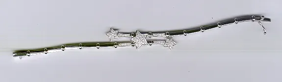 A pair of silver star bracelets with diamond accents.