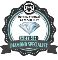 Certified diamond specialist badge from International Gem Society. Certified diamond specialist badge from International Gem Society.