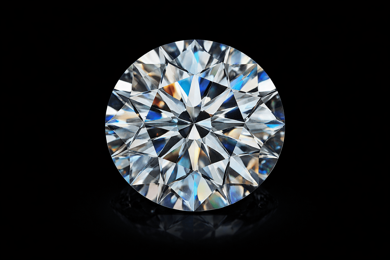 A sparkling round-cut diamond with brilliant facets.